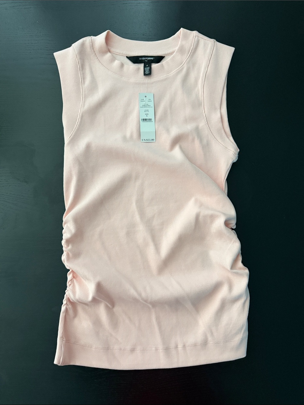 White House Black Market - Ribbed Stretch Ruched Side Tank - Pink